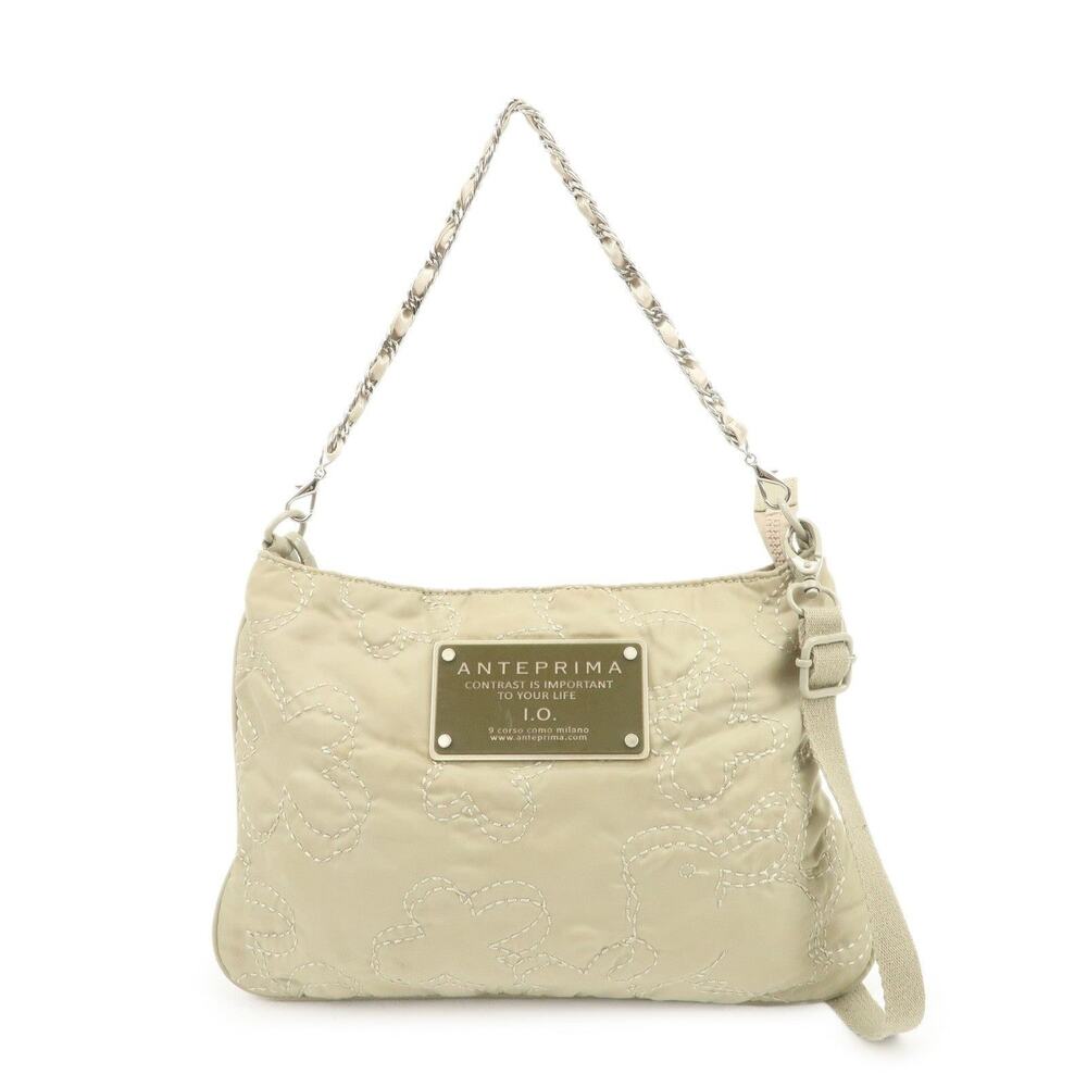 Anteprima Logo Nylon Shoulder Bag Beige